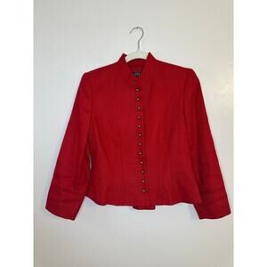 Vintage Ralph Lauren Womens Military Equestrian Red Preppy Jacket Linen 10P